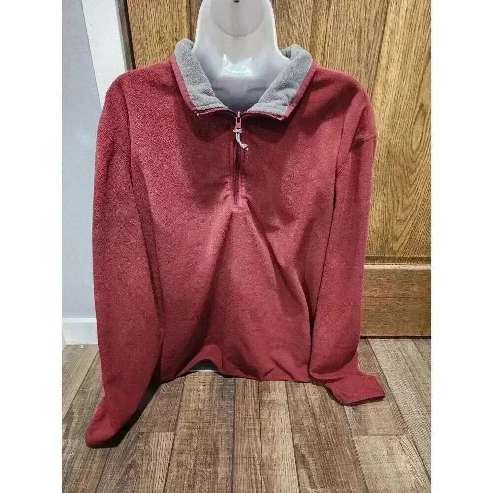 G.H. Bass & Co. Men's Quarter-Zip Fleece Pullover Size XXL Burgundy Red